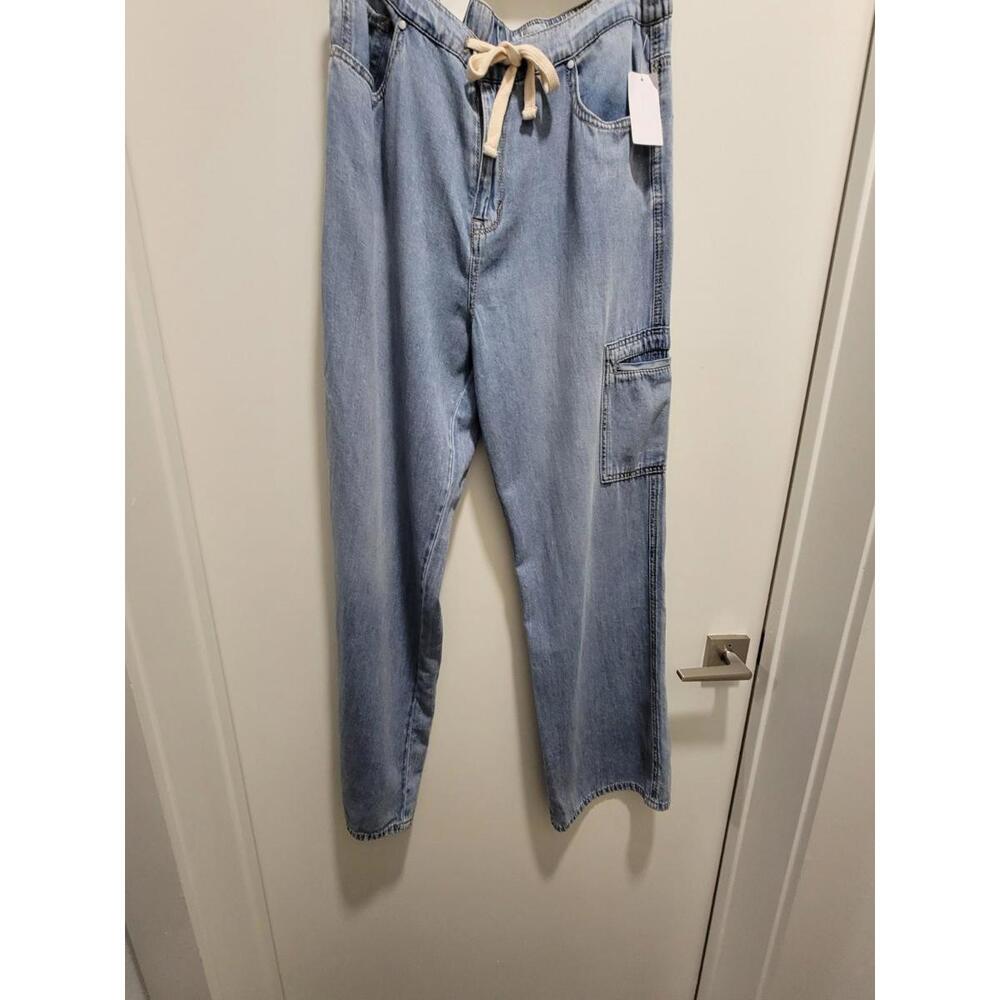 Kensie Jeans Drawstring High Rise Womens 10 Soft Cargo Straight Leg Jeans